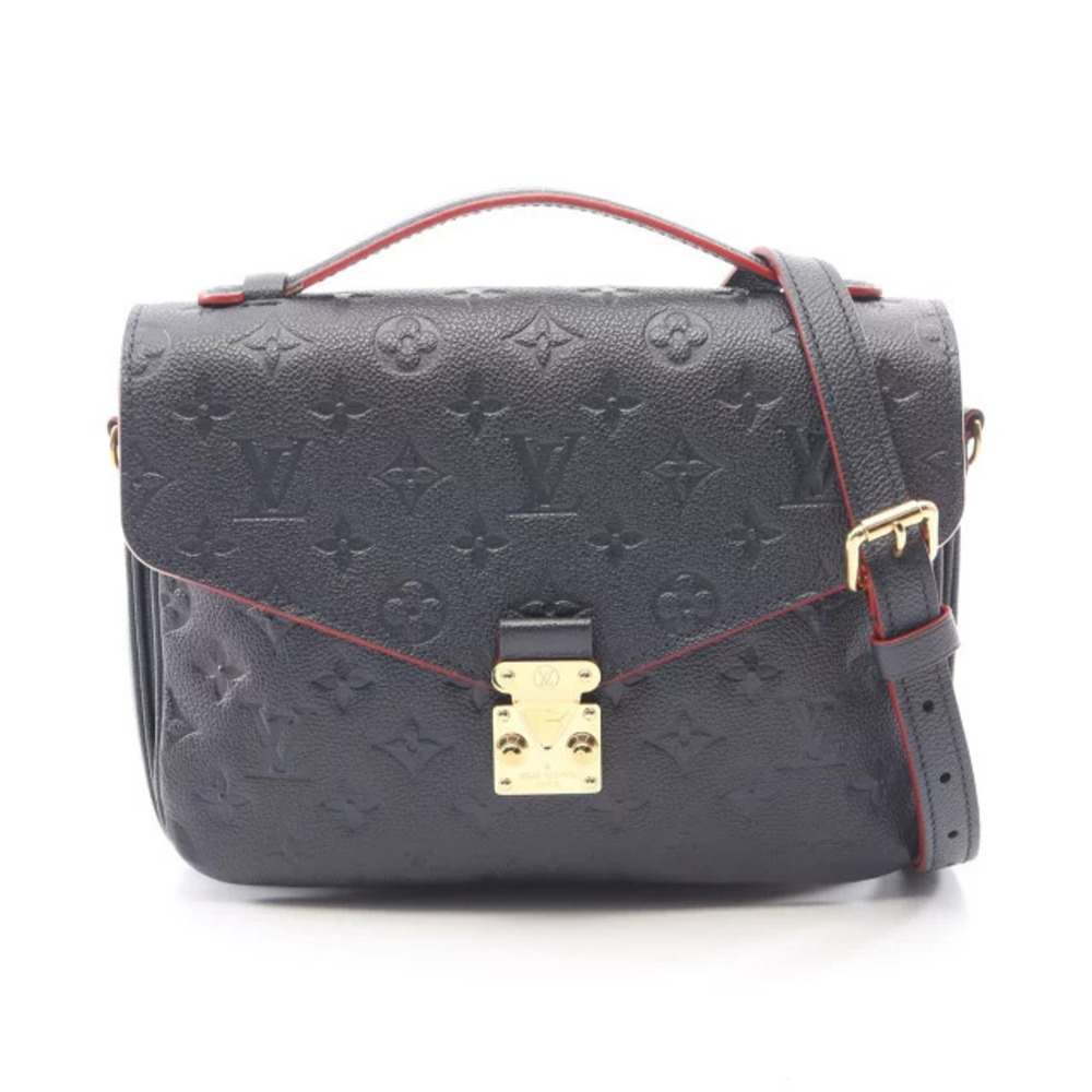 Louis Vuitton Pochette Metis Handbag Leather Monogram Empreinte Navy Blue